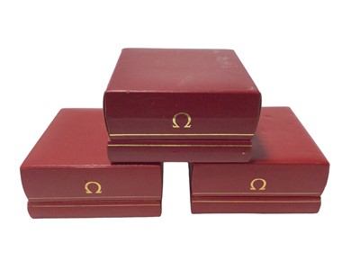 Lot 657 - Three empty Omega watch boxes