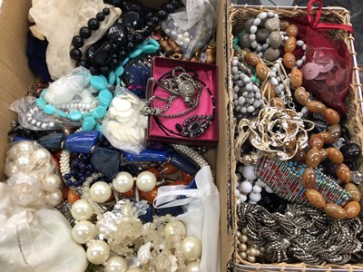 Lot 1072 - Group of various bead necklaces and other costume jewellery