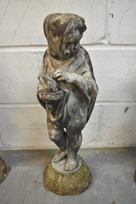 Lot 1498 - Set of three 19th century lead putti garden statues