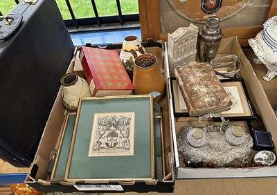 Lot 265 - Group of mixed items to include 18th/19th armorial engravings, model cars, silver plate and sundries