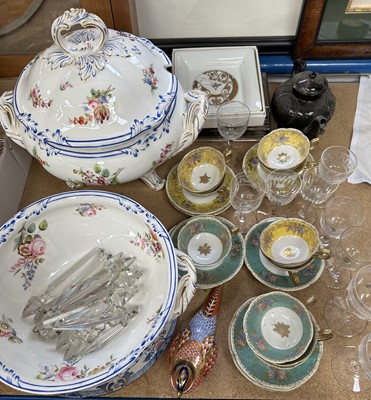 Lot 266 - Royal Crown Derby imari pheasant paper weight, tureens, 19th century and ceramics and other china and glass