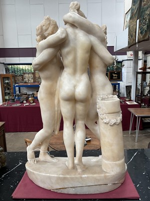 Lot 980 - 19th century carved alabaster sculpture of the three graces