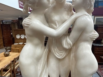 Lot 980 - 19th century carved alabaster sculpture of the three graces