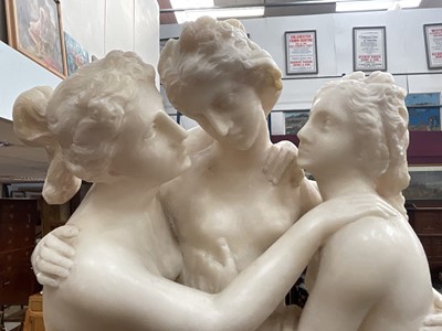 Lot 980 - 19th century carved alabaster sculpture of the three graces