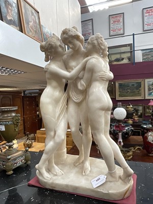 Lot 980 - 19th century carved alabaster sculpture of the three graces