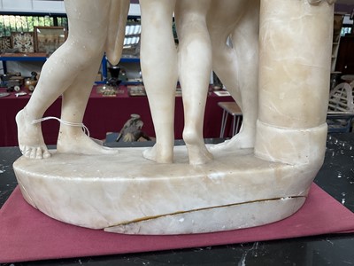 Lot 980 - 19th century carved alabaster sculpture of the three graces