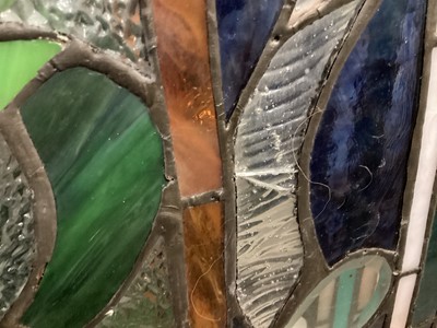Lot 328 - Stained glass triptych fire screen, gilt framed wall mirror and two other mirrors (4)