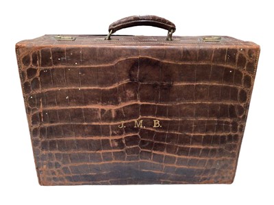 Lot 341 - Vintage Mappin & Webb brown crocodile leather suitcase