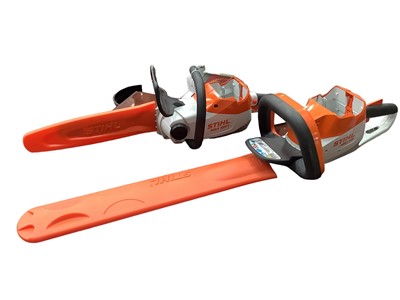Lot 8 - Stihl HSA 56 cordless hedge trimmer together with Stihl MSA 120 C cordless Chainsaw with charger