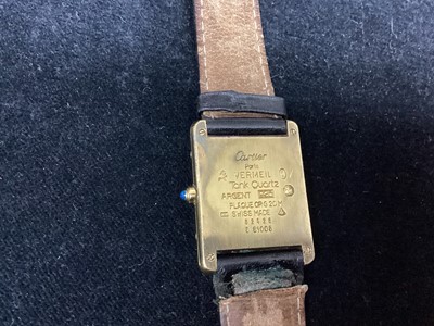 Lot 643 - Cartier Must de Cartier Tank quartz wristwatch with leather strap