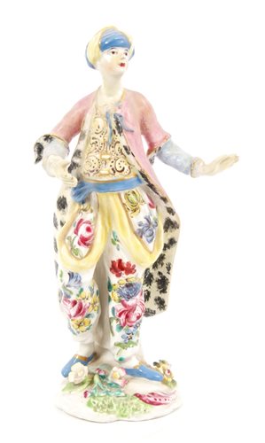 Lot 37 - 18th century Bow porcelain figure of a Turk,...