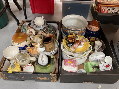 Lot 439 - Two boxes of assorted ceramics to include Carlton Ware butter dish.