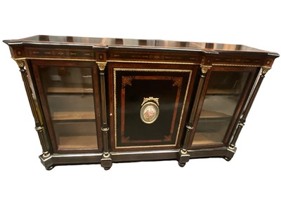 Lot 1520 - Victorian ebonised, thuya wood and gilt metal mounted credenza