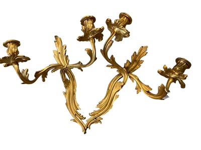 Lot 284 - Pair of rococo ormolu wall sconces