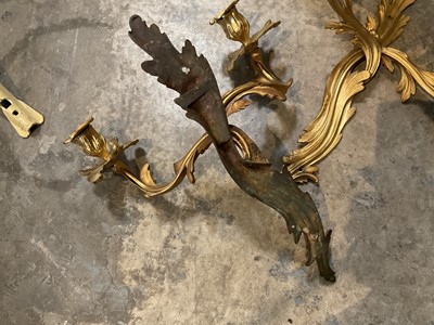 Lot 284 - Pair of rococo ormolu wall sconces