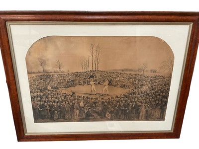 Lot 285 - Large 19th century boxing print, in maple frame