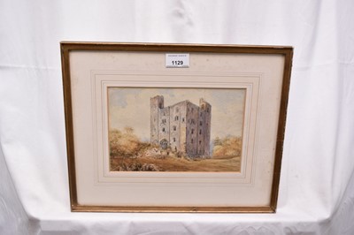 Lot 1129 - East Anglian School, 19th century, watercolour - The Keep, Hedingham Castle, 15cm x 23cm, in glazed gilt frame