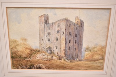 Lot 1129 - East Anglian School, 19th century, watercolour - The Keep, Hedingham Castle, 15cm x 23cm, in glazed gilt frame
