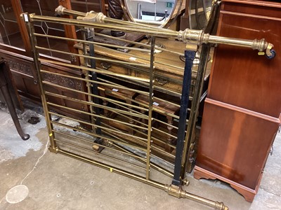 Lot 1420 - Brass and iron single bed with side irons and spring base