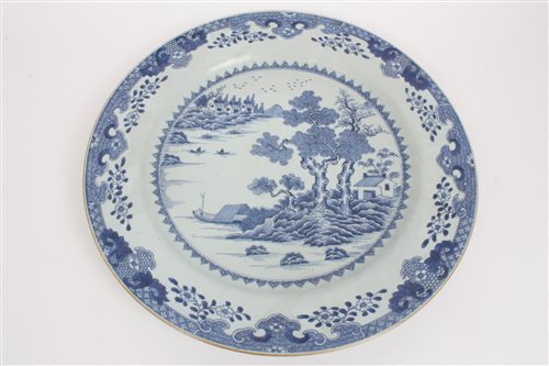 Lot 43 - Large 18th century Chinese export blue and...