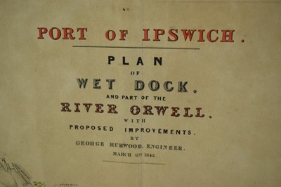 Lot 1016 - Rare map of local interest showing Port of Ipswich, plan of the Wet Dock and part of the River Orwell