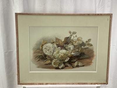 Lot 160 - Julius Jacobus van de Sande Bakhuyzen (Dutch, 1835-1925) pencil and watercolour - still life of white peonies, signed JJ.v d s Bakhuyzen (lower left), 33cm x 47.5cm