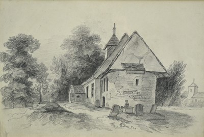 Lot 102 - Fanny Musgrave, 19th century, pencil drawing - Rural Church, 23cm x 35cm, in glazed gilt frame NB: Musgrave was a pupil of John Sell Cotman