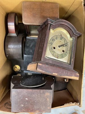 Lot 691 - Two boxes of clocks, mostly spares and repairs