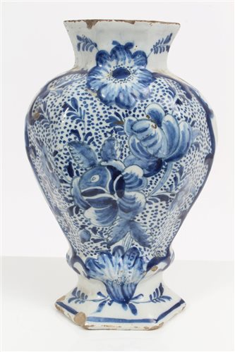 Lot 47 - 18th century Dutch Delft blue and white vase...