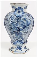 Lot 47 - 18th century Dutch Delft blue and white vase...