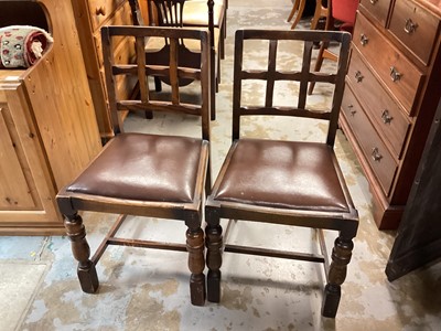 Lot 1444 - Pair of oak dining chairs with drop in seats