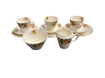 Lot 244 - Art Deco teaset with floral decoration - 11 pieces