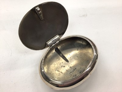 Lot 1080 - Pair of small silver square pin dishes, a pierced silver dish, silver snuff box and a silver enamelled blotter