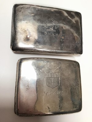 Lot 243 - Victorian silver cigarette case (Birmingham 1897) and an Edwardian silver cigarette case (London 1909) both with engraved crests