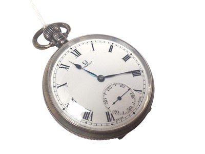 Lot 1 - 1920s Omega silver cased pocket watch