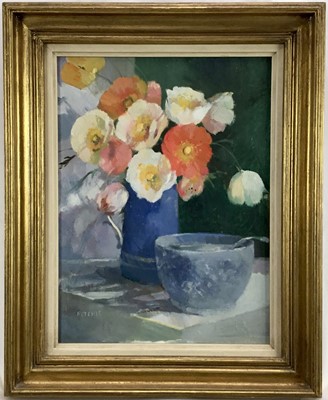 Lot 24 - Cilla Ritchie (20th century) oil on board - Still life , signed, together with a watercolour of a garden by Andrew Martin