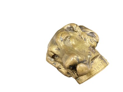 Lot 277 - Victorian brass model of a dog's head, dated 1893