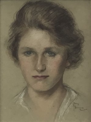 Lot 25 - Amy Watt (1900-1956) pastel, head of a girl, portrait, signed, 32 x 23cm