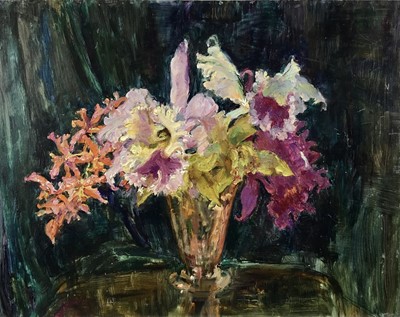 Lot 6 - Amy Watt (1900-1956) oil on board - Flowers in a vase, 40 x 51cm, unframed