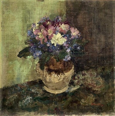 Lot 5 - Amy Millar Watt (1900-1956) oil on canvas, laid on to board, still life of flowers, signed, 22 x 23cm, unframed
