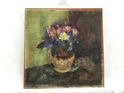 Lot 5 - Amy Millar Watt (1900-1956) oil on canvas, laid on to board, still life of flowers, signed, 22 x 23cm, unframed