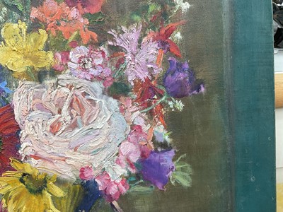 Lot 4 - Amy Millar Watt (1900-1956) oil on canvas, Flowers in a Swansea vase, 40 x 30cm unframed