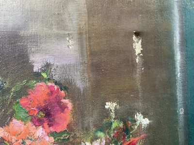 Lot 4 - Amy Millar Watt (1900-1956) oil on canvas, Flowers in a Swansea vase, 40 x 30cm unframed