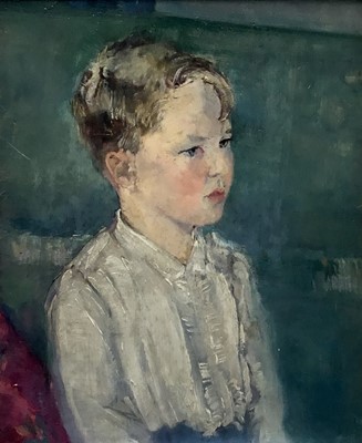 Lot 15 - Amy Millar Watt (1900-1956) oil on canvas, study of a young child, 17cm x 14cm, framed