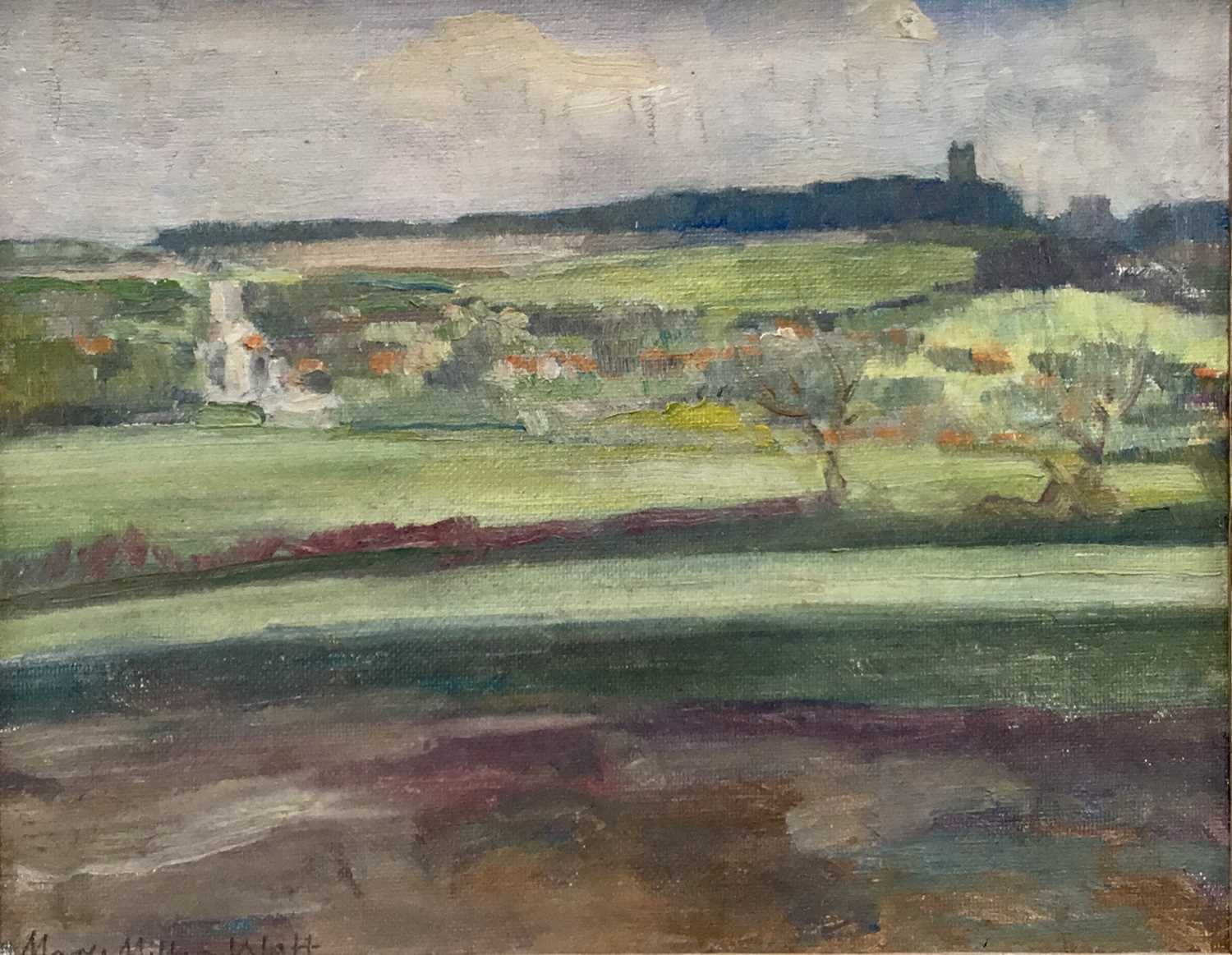 Lot 16 - Mary Millar Watt (1924-2023) oil on board - Salthouse, signed, 18 x 23cm, framed