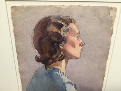 Lot 13 - Mary Millar Watt (1924-2023) watercolour - Portrait of Wilhelmina Barnes Graham, signed titled and dated '42, 33 x 24cm