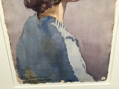 Lot 13 - Mary Millar Watt (1924-2023) watercolour - Portrait of Wilhelmina Barnes Graham, signed titled and dated '42, 33 x 24cm