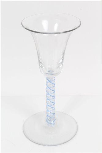 Lot 58 - 18th century wine glass with bell-shaped bowl,...
