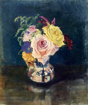 Lot 19 - Amy Watt (1900-1956) oil on board - Vase of flowers, 32cm x 27.5cm, unframed