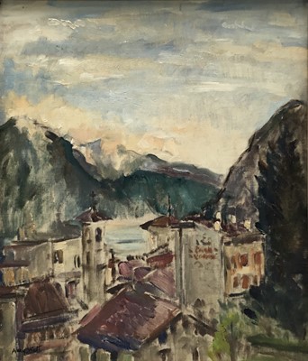 Lot 12 - Amy Watt (1900-1956) oil on board - Lugano, signed, 35cm x 30cm, framed
